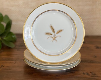 Vintage Rosenthal Bountiful 6 inch Bread and Butter Plate Wheat Design Gold Trim Discontinued Replacement Plate Set 4 ~ Made in Germany