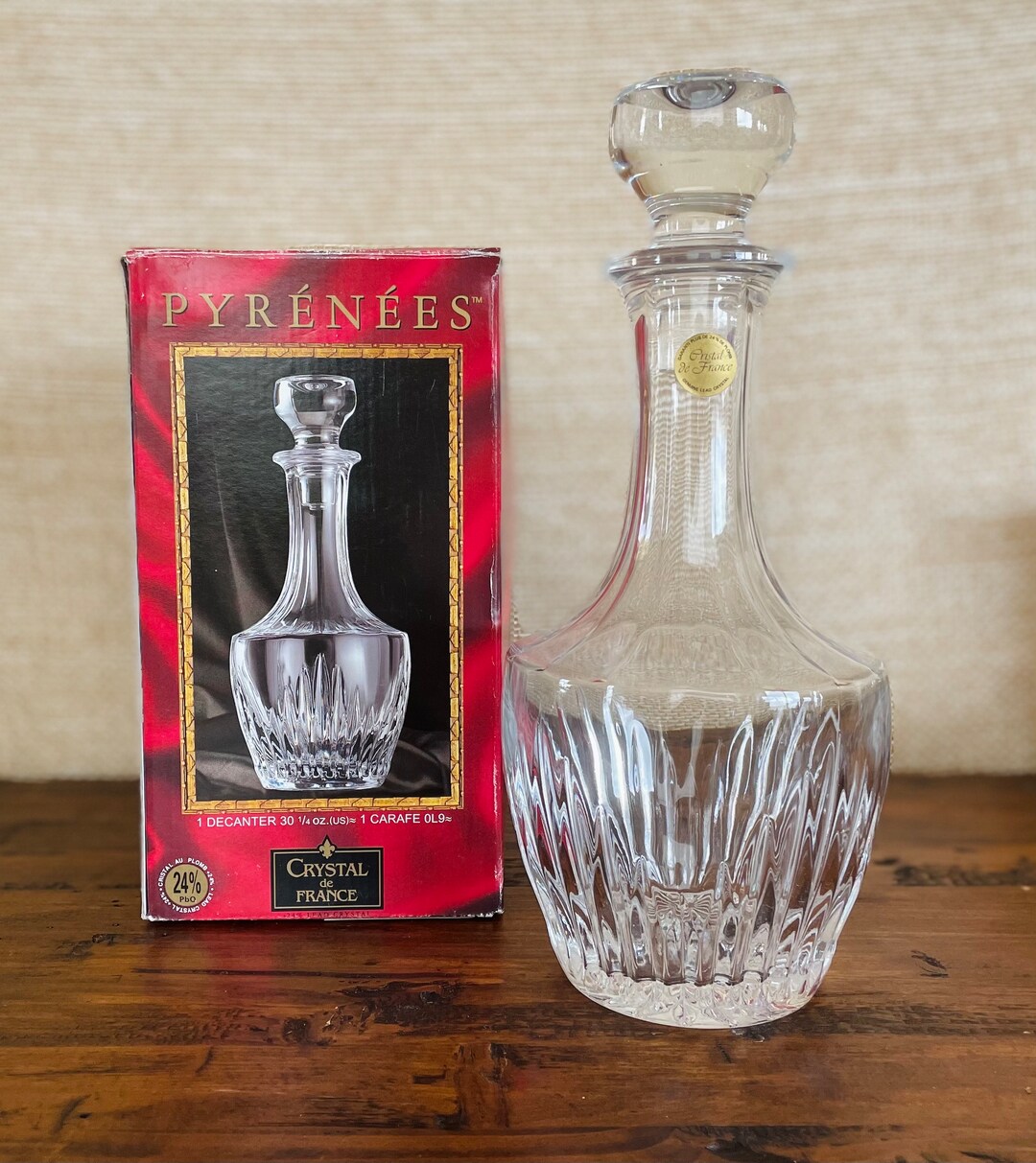 Pyrenees 1 Decanter Genuine Lead Crystal 24 30 1/4 Oz Crystal De