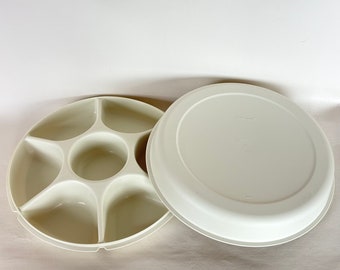 vintage Tupperware 1665-5 plateau de service pour fruits et légumes avec couvercle fabriqué aux États-Unis