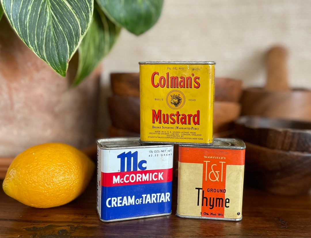 Vintage Collectible Tin Canisters Warfield's T & T Ground Thyme, Colman