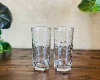 Vintage Crisa Libbey Clear Slender Pebble Design Juice Glasses | 5" Tall | 7 Oz. Capacity | Set of 2