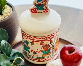 TELEFLORA White Ceramic Christmas Gingerbread Man & House Cookie Jar Canister