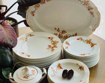 Vintage 1950s Craftsman China golden Autumn Dinner Plates With Gold ...
