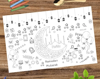 Ramadan Placemats, Ramadan basket Filler, Personalized Ramadan Coloring Printable Placemats, Ramadan Place Cards DIGITAL DOWNLOAD