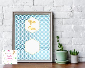 Ramadan Iftar poster, Ramadan decoration, Ramadan schedule, Ramadan mubarak iftar time poster, size 8.5X11 - PRINTED