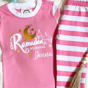 Ramadan Mubarak Pajamas set Ramadan / Eid Pajama for boys and girls unisex ramadan pajama Pink