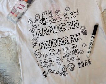 Ramadan shirt activity for kids - color your own Tshirt for ramadan islamic gift muslim shirt islamic shirt