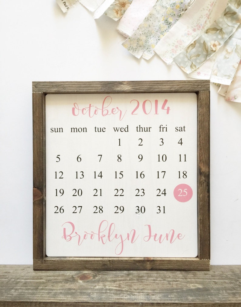 calendar-birthdate-calendar-little-girls-nursery-decor-etsy