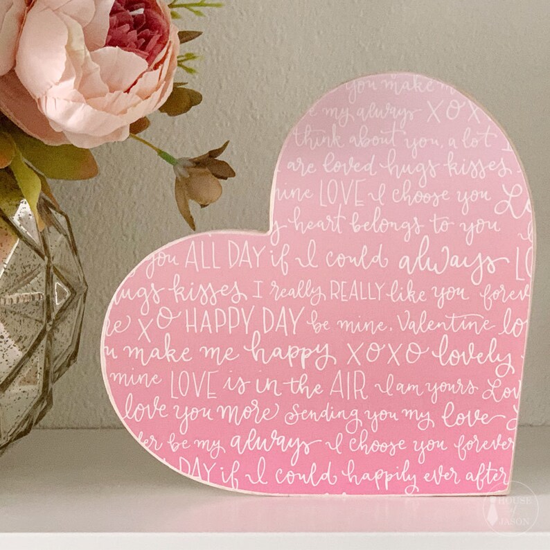 Valentine/'s Day Signs Wood Signs Wedding Ombre Wedding Signs XO Wood Heart Shelf Sitter Bridal Shower Bride to Be Love I Do