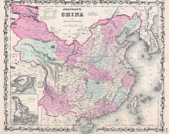 Asia Map - Political - Peel & Stick Removable Wall Decal