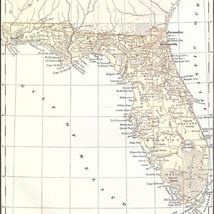 Kaart van Florida, 1879 - Peel & Stick verwisselbare muur sticker