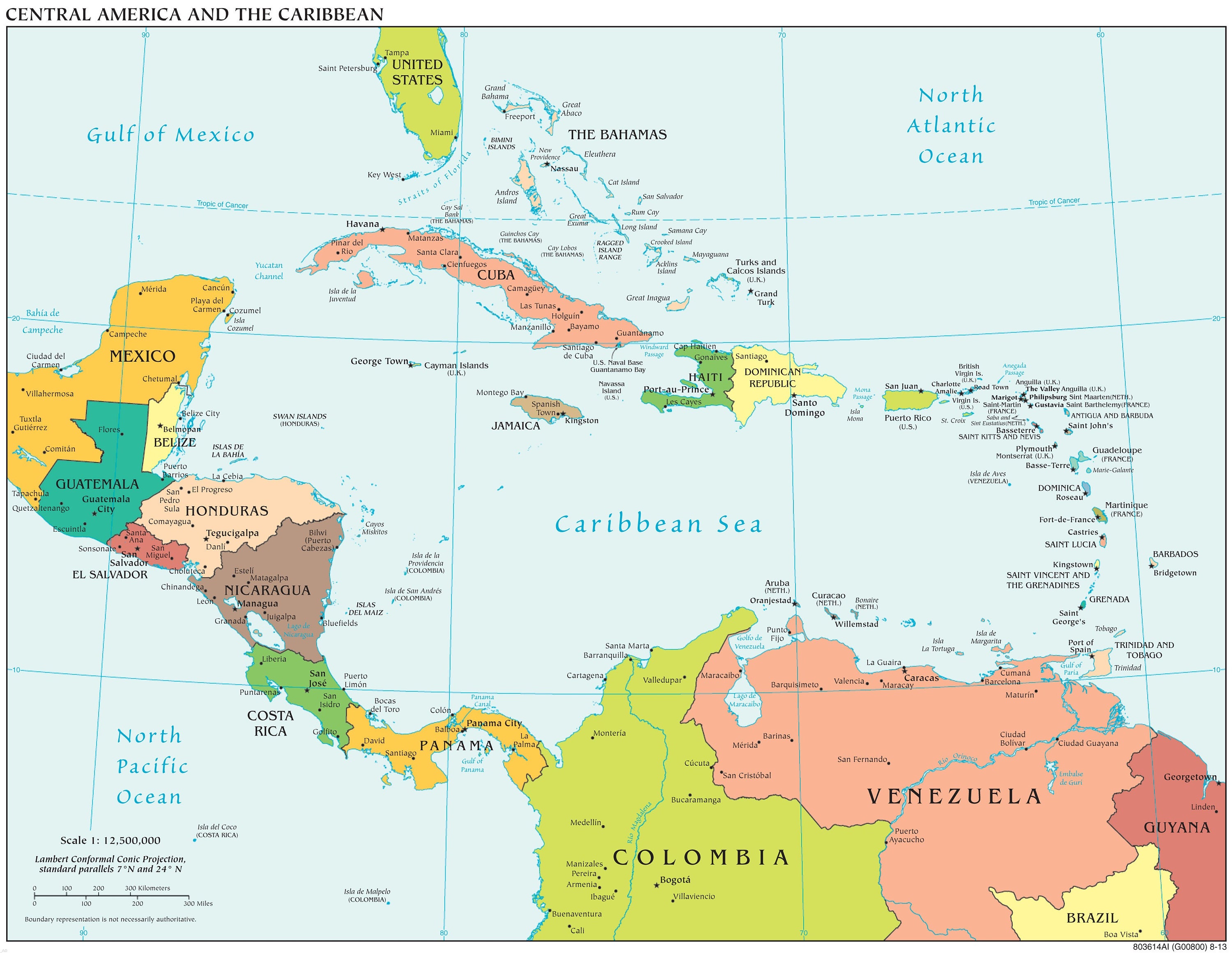 Central America Map - Political - Peel & Stick Removable Wall Decal - Etsy