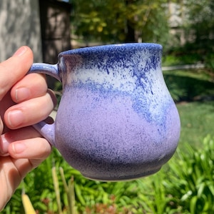 Handmade Double Espresso Mug or Cortado Cup Lilac Glaze with Dipped Rim