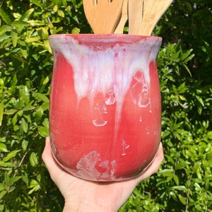 Kitchen Utensil Crock Crystalline Glazed Kitchen Utensil Holder Decor