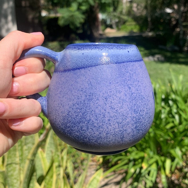 Tiny Ceramic Tea Cup Handmade Small Coffee Mug 'Sun Bleached Denim' Glaze with Dipped Rim