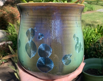 Ceramic Plant Pot Handmade Crystalline Glazed Medium Planter
