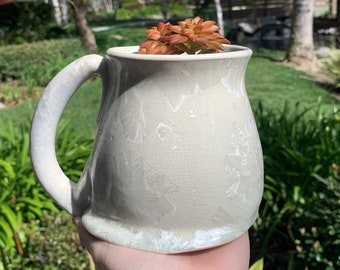 Plant Pot Melted Mug Handmade Crystalline Glazed Mug Planter