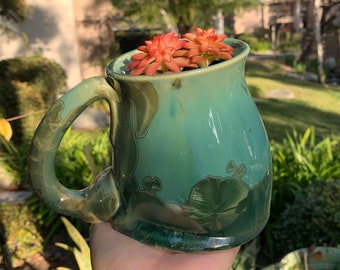 Plant Pot Melted Mug Handmade Crystalline Glazed Mug Planter