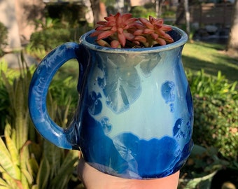 Plant Pot Melted Mug Handmade Crystalline Glazed Mug Planter