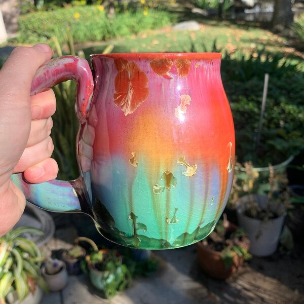 12-16 oz Ceramic Mug Handmade Crystalline Glazed Coffee Cup