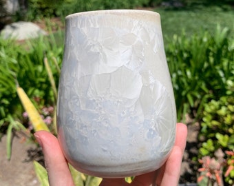 Stemless Wine Glass Crystalline Glazed Handmade Ceramic Wine Cup