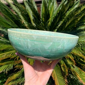 Jardinière en céramique, pot succulent, pot de plante peu profond émaillé cristallin fait main