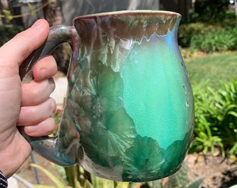 24 oz Large Ceramic Mug Handmade Crystalline Glazed Large Coffee Cup