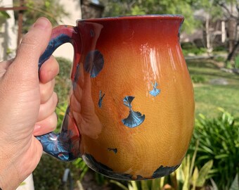 DISCOUNTED 24 oz Large Ceramic Mug Handmade Crystalline Glazed Large Coffee Cup