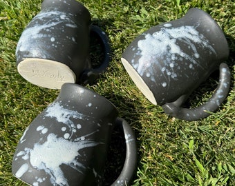 24 oz Large Ceramic Mug Handmade Large Coffee Cup Splash Pattern