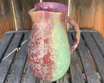 Ceramic Pitcher Crystalline Pottery Handmade Large Drink Pitcher