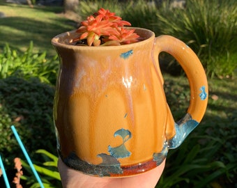 Plant Pot Melted Mug Handmade Crystalline Glazed Mug Planter