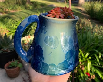 Plant Pot Melted Mug Handmade Crystalline Glazed Mug Planter