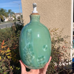 Ceramic Soap Dispenser Crystalline Glazed Extra Large Soap Pump