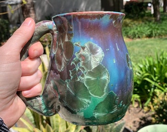 24 oz Large Ceramic Mug Handmade Crystalline Glazed Large Coffee Cup