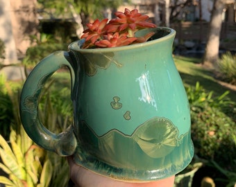 Plant Pot Melted Mug Handmade Crystalline Glazed Mug Planter