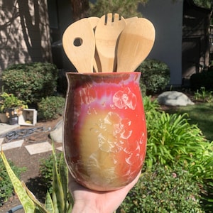 Kitchen Utensil Crock Crystalline Glazed Kitchen Utensil Holder Decor