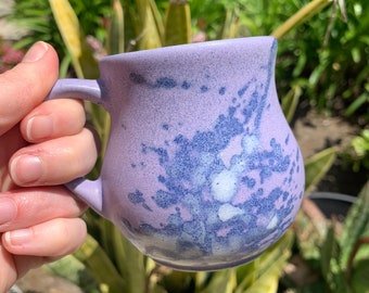 Handmade Double Espresso Mug or Cortado Cup Lavender Glaze with Splash Pattern