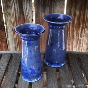 Handmade Pottery Vases Set of 2 Ceramic Crystalline Glazed Decor