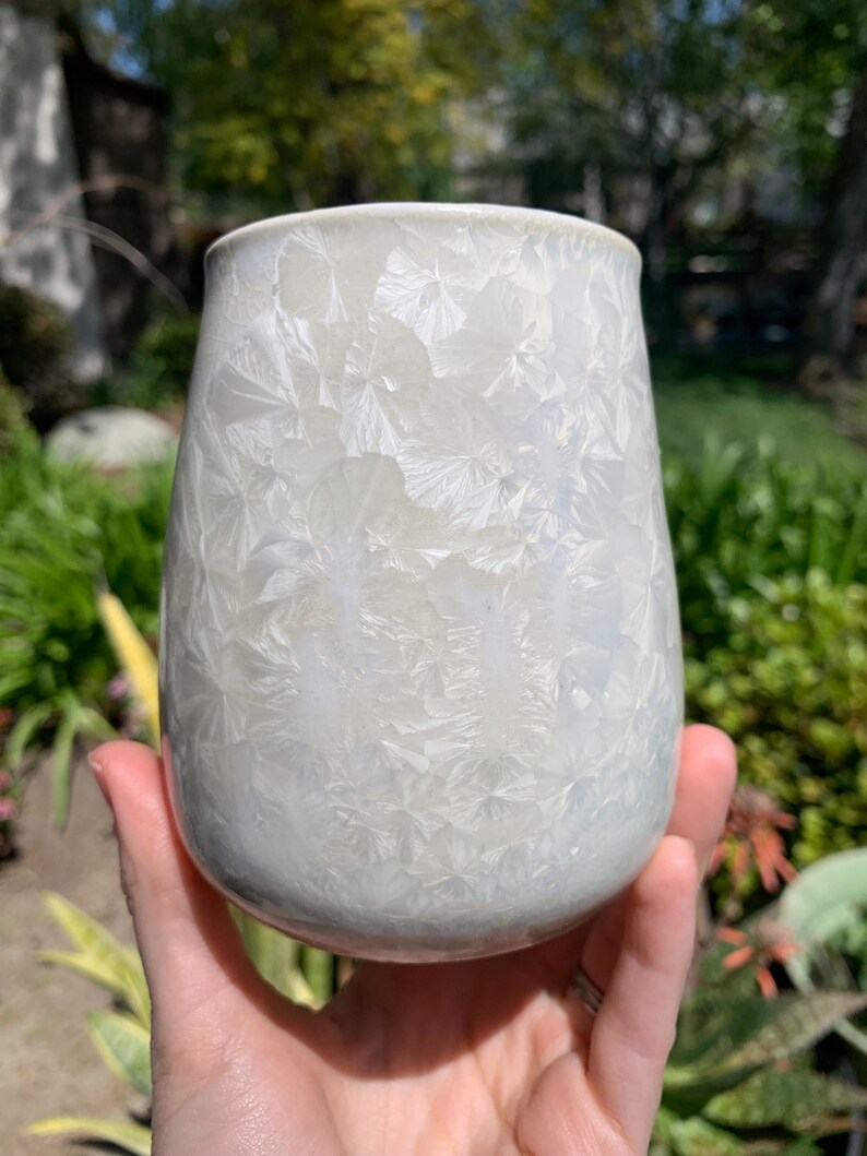 Stemless Wine Glass Crystalline Glazed Handmade Ceramic Wine Cup image 5