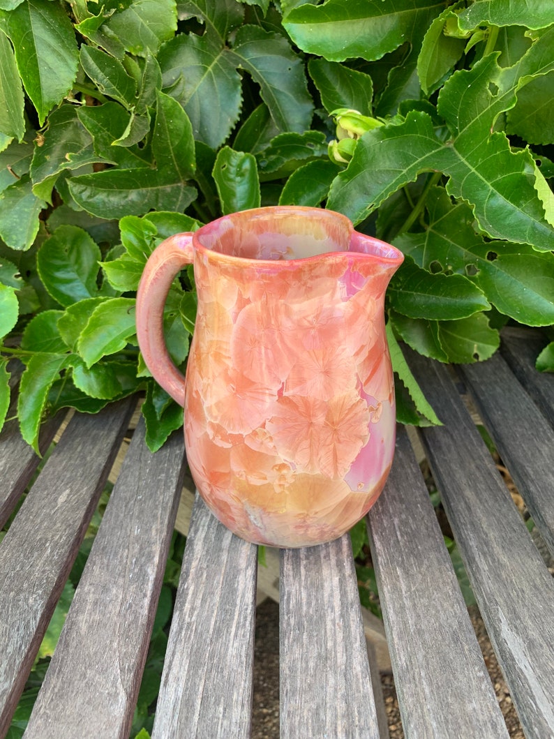Ceramic Pitcher Crystalline Pottery Handmade Medium 30 oz Serving Pitcher