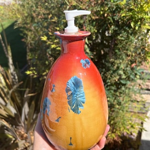 Ceramic Soap Dispenser Crystalline Glazed Handmade Soap Pump