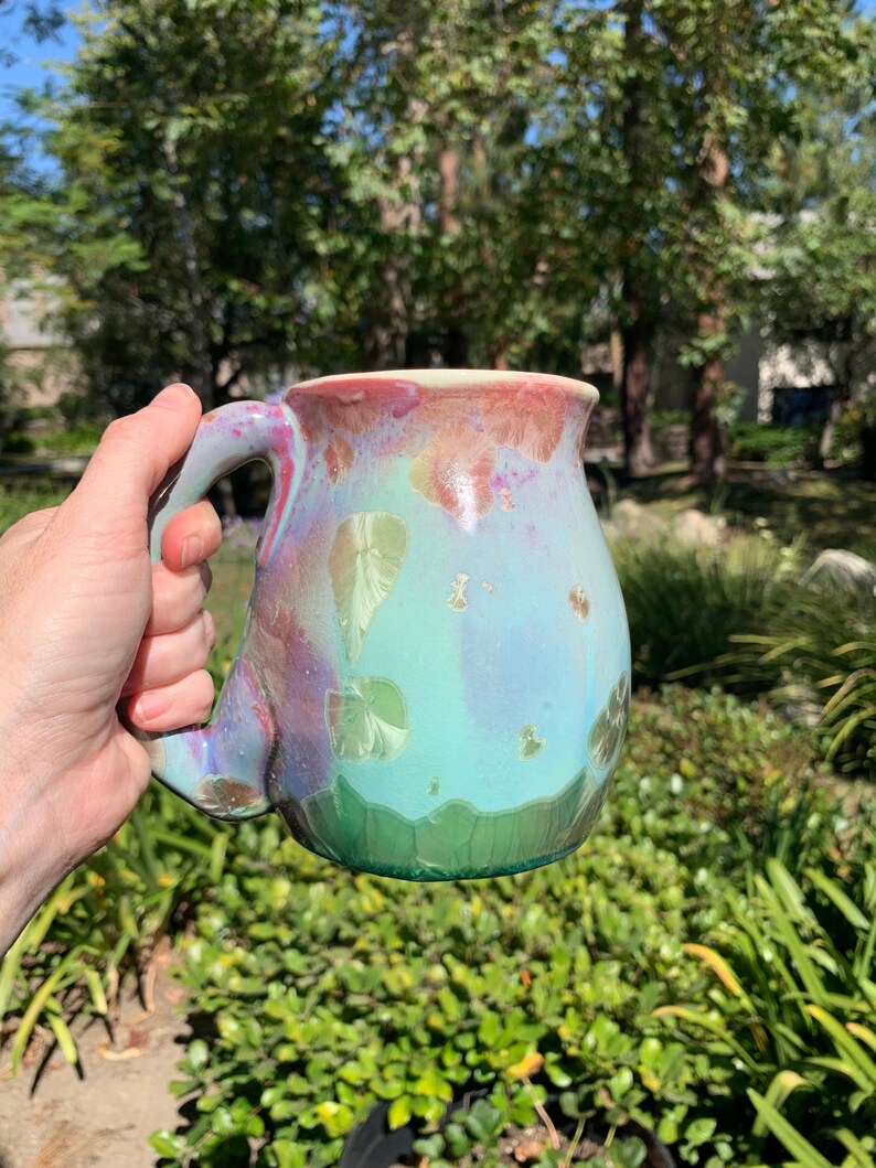 24 oz Large Ceramic Mug Handmade Crystalline Glazed Large Coffee Cup image 1