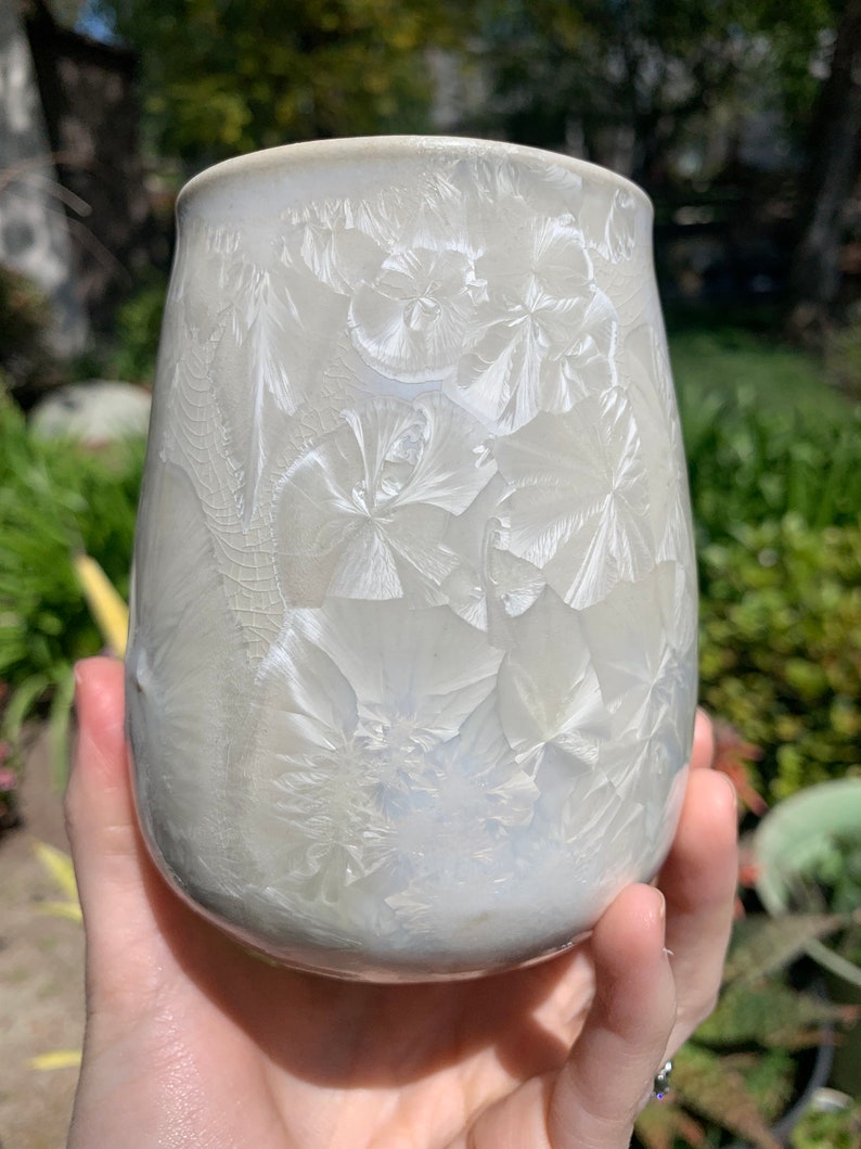 Stemless Wine Glass Crystalline Glazed Handmade Ceramic Wine Cup image 2