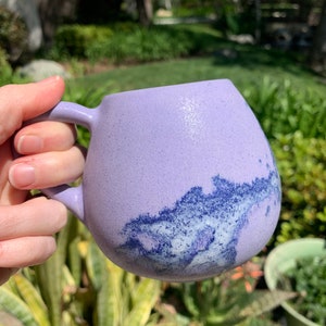 Tiny Ceramic Tea Cup Handmade Small Coffee Mug Lavender Glaze with Splash Pattern image 4