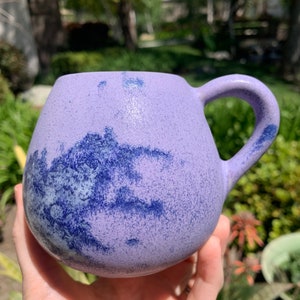 Tiny Ceramic Tea Cup Handmade Small Coffee Mug Lavender Glaze with Splash Pattern image 6