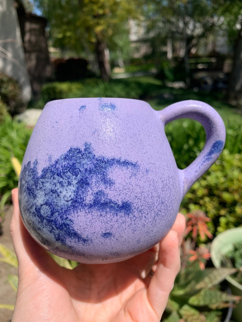 Tiny Ceramic Tea Cup Handmade Small Coffee Mug Lavender Glaze with Splash Pattern image 6