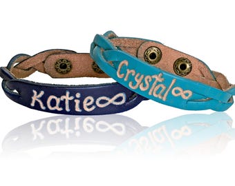 Engraved leather bracelets - Personalized leather bracelets for couples - leather custom bracelets - Custom leather engraved bracelets