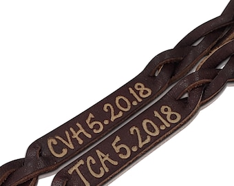 Personalized Engraved Leather Bracelets – Custom Couples braided snap personalized gifts for her or him