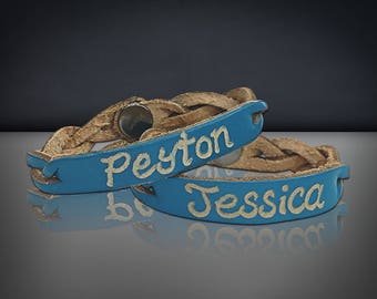 Matching Bracelets for Couples, Custom Bracelet His and Her, Leather Couples Bracelets, Engraved Couples Bracelets