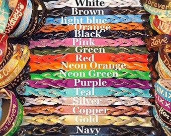 leather engraved Bracelets - His and her jewelry - Personalized leather bracelets for couples - leather custom bracelets - Gifts for couples
